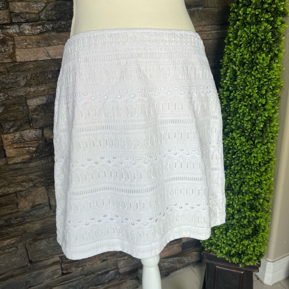 GAP Elegant White Eyelet A-Line Skirt